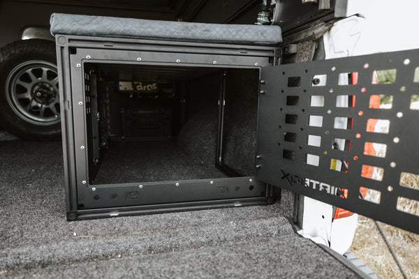 Dirtbox Overland Interior Storage Bench for Canopy Campers.