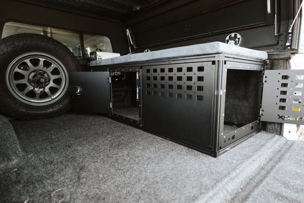 Dirtbox Overland Interior Storage Bench for Canopy Campers.
