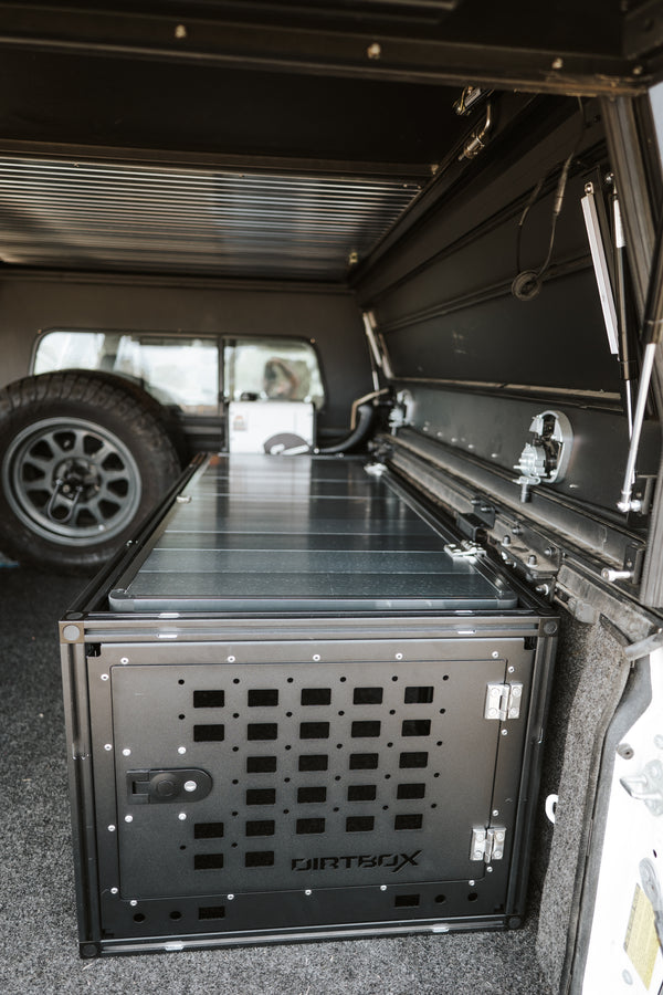 Dirtbox Overland Interior Storage Bench for Canopy Campers.