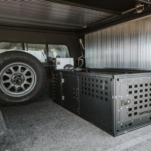 Dirtbox Overland Interior Storage Bench for Canopy Campers.
