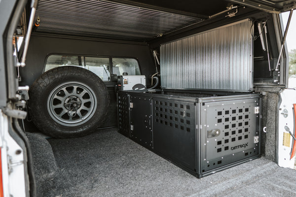 Dirtbox Overland Interior Storage Bench for Canopy Campers.