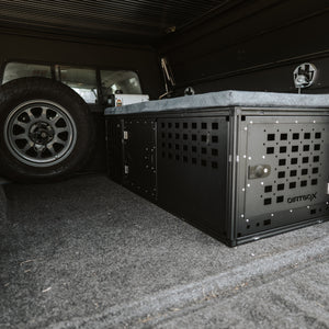 Dirtbox Overland Interior Storage Bench for Canopy Campers.