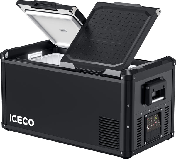 ICECO VL75ProD 79QT Dual Zone 12V Fridge Freezer - Black.