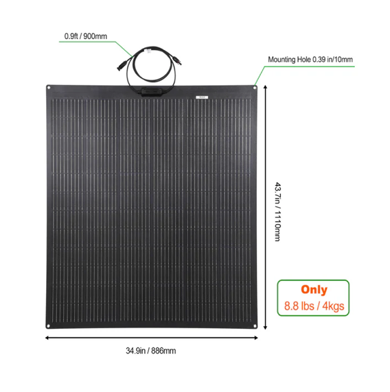 Lensun 200W Flexible Solar Panel, Latest Technology PERC 9BB Solar Cells